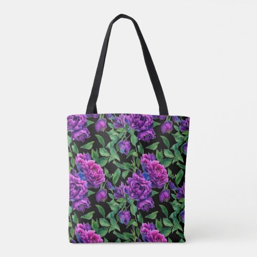 Elegante paarse magenta waterverf bloemen tote bag (Achterkant)