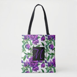 Elegante paarse magenta waterverf bloemen tote bag