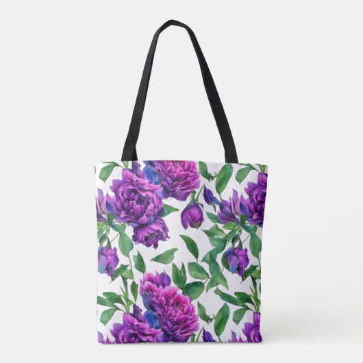 Elegante paarse magenta waterverf bloemen tote bag (Achterkant)