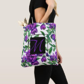 Elegante paarse magenta waterverf bloemen tote bag (Dichtbij)