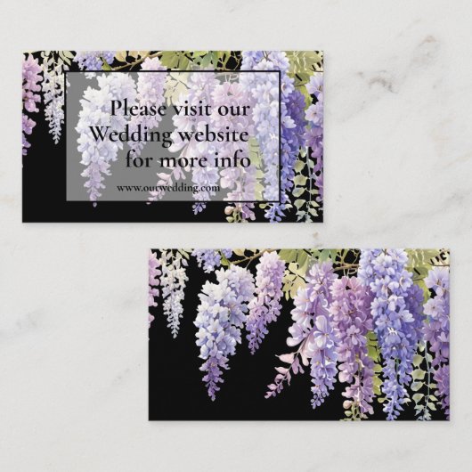 Elegante paarse magenta waterverf wisteria bruilof informatiekaartje (Voorkant / Achterkant)