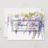 Elegante paarse magenta waterverf wisteria floral bedankkaart (Voorkant)