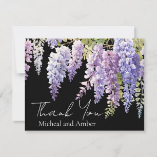 Elegante paarse magenta waterverf wisteria floral bedankkaart