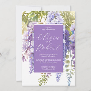 Elegante paarse magenta waterverf wisteria floral kaart
