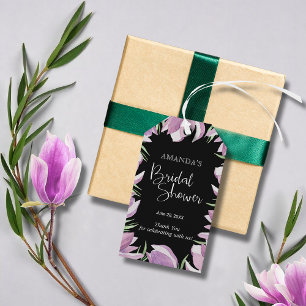 Elegante Paarse Magnolia's Bruiloft Feest Dank Je Cadeaulabel
