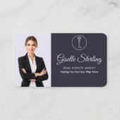 Elegante Paarse Makelaar QR-code Visitekaartje (Voorkant)