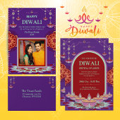 Elegante paarse mandala Diwali Festival of Lights Kaart