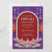 Elegante paarse mandala Diwali Festival of Lights Kaart (Voorkant)