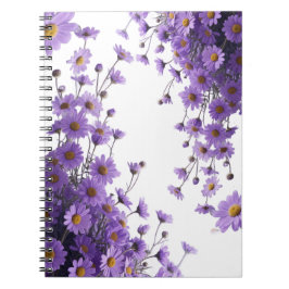 Elegante paarse margrietwaterval op dromerige lave notitieboek