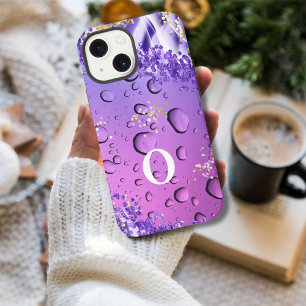 Elegante paarse marmer fantasie waterdruppels iPhone 13 mini hoesje