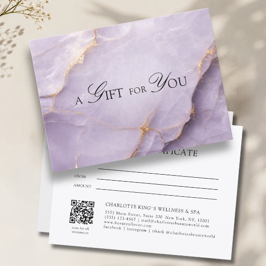 Elegante paarse marmeren QR-code cadeaubon