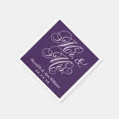 Elegante paarse 'Meneer en Mevrouw' script bruilof Servetten (Hoek)