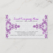 Elegante Paarse Metallic Kant Witte Damasks Visitekaartje (Achterkant)