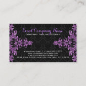 Elegante Paarse Metallic Lace Black Damasks Visitekaartje (Achterkant)