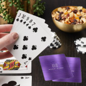 Elegante Paarse Metallic Monogram Naam Pokerkaarten (Insitu)