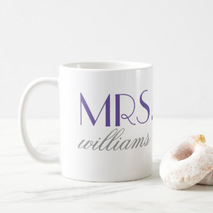 Elegante Paarse Mevrouw Trouw Monogram Koffiemok