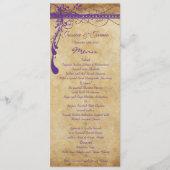 Elegante Paarse Middeleeuwse Renaissance Trouwmenu Menu (Voorkant)