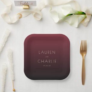 Elegante Paarse Minimalistische Namen Papieren Bordje