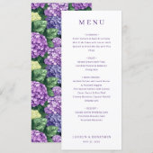 Elegante Paarse Minimalistische Trouwmenu Menu (Voorkant / Achterkant)
