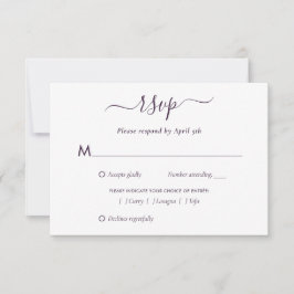 Elegante Paarse Modern Script Wedding RSVP Kaart