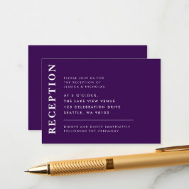 Elegante Paarse moderne eenvoudige huwelijksrecept Informatiekaartje
