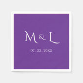 Elegante paarse monogram & datum bruiloft servet (Voorkant)