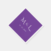 Elegante paarse monogram & datum bruiloft servet (Hoek)