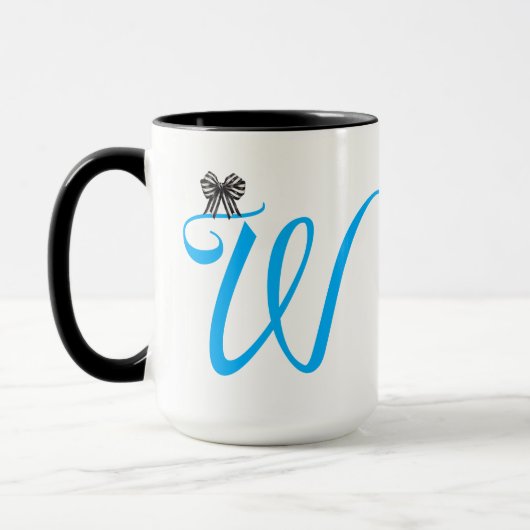Elegante Paarse Monogram Letter W Koffie Mok (Links)