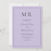 Elegante Paarse Monogram Moderne Trouwdag Kaart (Voorkant)
