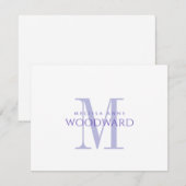 Elegante paarse monogram plat kaartje (Voorkant / Achterkant)