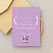 Elegante Paarse Monogram QR Code Wedding Kaart