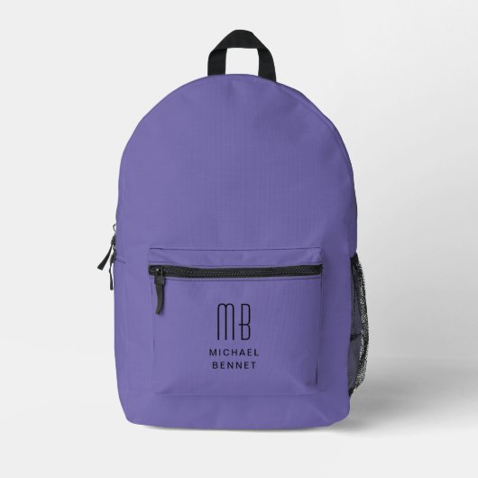 Elegante paarse monogrammen bedrukte rugzak (Voorkant)