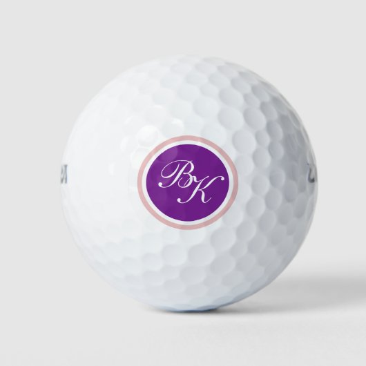 Elegante paarse monogramstijl golfballen (Voorkant)