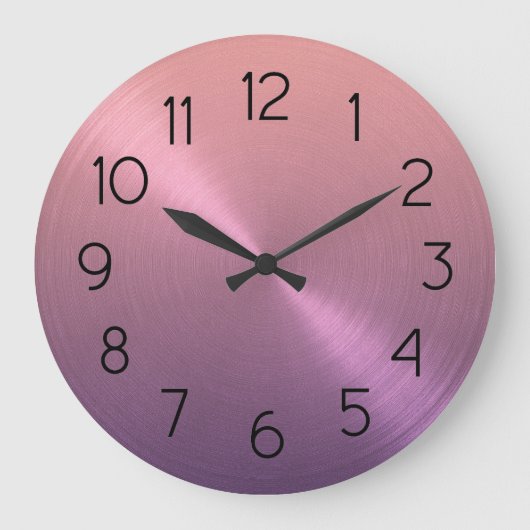 Elegante paarse naar roze ombré gradiënt grote klok (Voorkant)