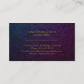 Elegante paarse navy faux leer gouden script advoc visitekaartje (Achterkant)