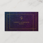 Elegante paarse navy faux leer gouden script advoc visitekaartje (Voorkant)