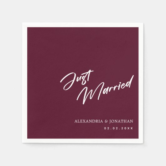 Elegante Paarse net getrouwd aangepaste bruiloft s Servet (Voorkant)