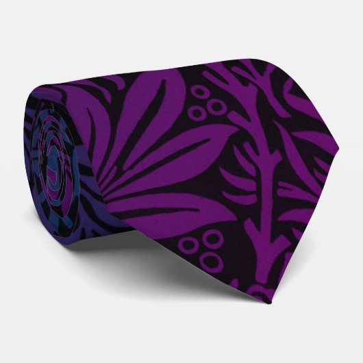 Elegante paarse ombre bloempatroon stropdas (Opgerold)