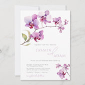 Elegante Paarse Orchidee Bloemige Bruiloft Kaart (Voorkant)