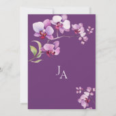 Elegante Paarse Orchidee Bloemige Bruiloft Kaart (Achterkant)