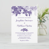 Elegante Paarse Orchidee bruiloft uitnodiging (Staand voorkant)