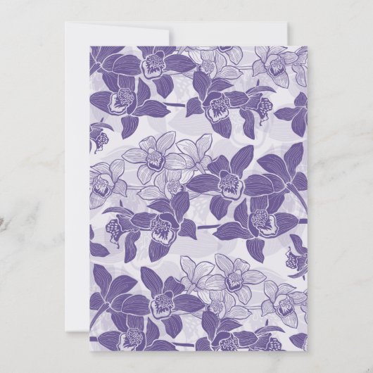 Elegante Paarse Orchidee bruiloft uitnodiging (Achterkant)