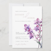 Elegante Paarse Orchidee Huwelijk Kaart (Voorkant)
