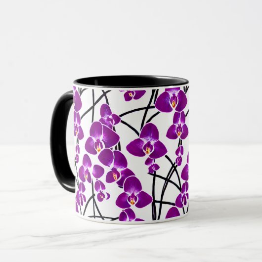 Elegante Paarse Orchidee infusie Mok (Voorkant links)