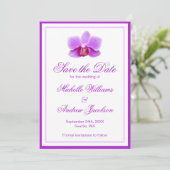 Elegante paarse orchidee Save the Date-aankondigin Kaart (Staand voorkant)