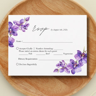 Elegante Paarse Orchidee script bruiloft RSVP Kaartje