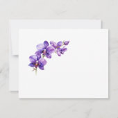 Elegante Paarse Orchidee script bruiloft RSVP Kaartje (Achterkant)