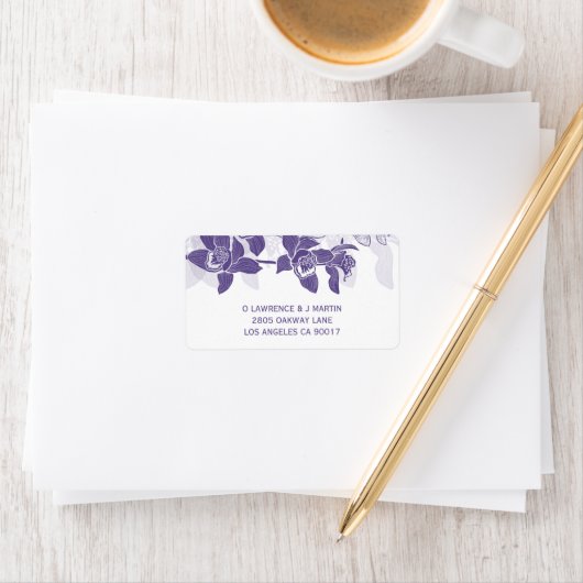 Elegante Paarse Orchideeën Bloemen Etiket (Insitu)