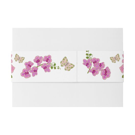 Elegante Paarse Orchideeën Bohemian bruiloft Uitnodigingen Wikkel (Achterkant Voorbeeld)