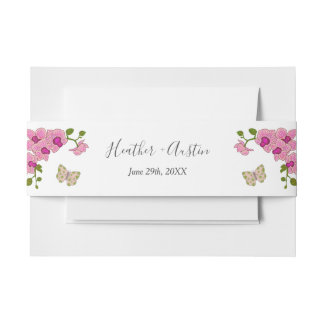 Elegante Paarse Orchideeën Bohemian bruiloft Uitnodigingen Wikkel